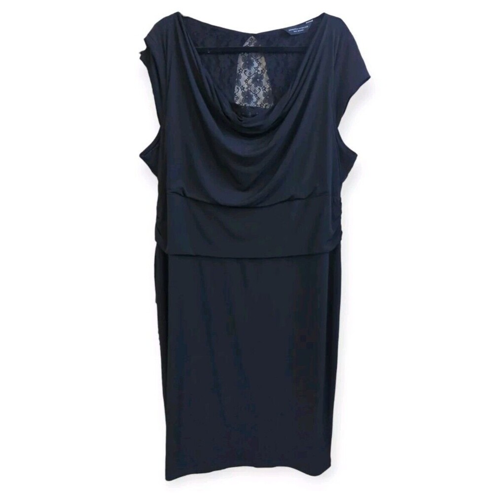 Dorothy Perkins Black Drape Lace Dress Stretch Classic UK 22 US 18 XL